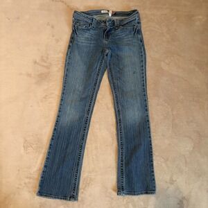 Aeropostale Womens Bootcut Jeans Size 3/4 Blue Denim Embroidered Pockets